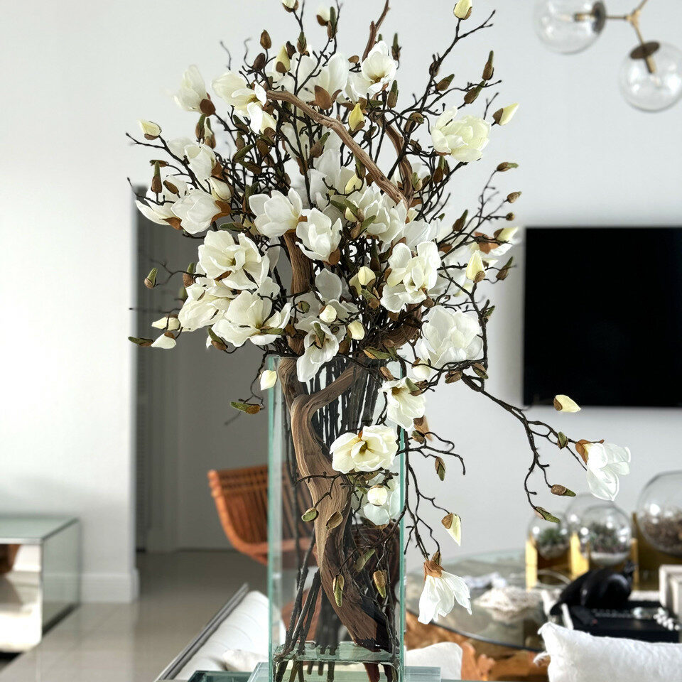 Vase Magnolias Blanches – Hauteur 51 cm – Maison Moderne