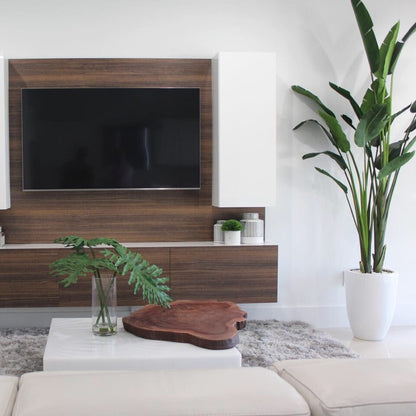 Oiseau de paradis 2,75 m avec pot Ben finition blanc brillant