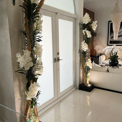 Lampe sur pied Liana avec orchidées Vanda